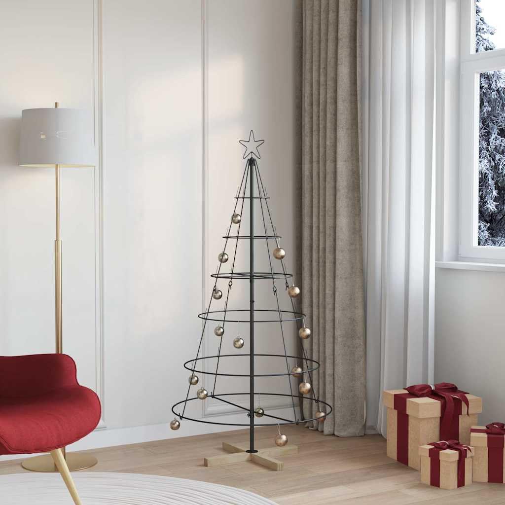 Décoration de Noël artificielle avec support, noir, 154 cm, en acier, pour salon, intérieur, extérieur, l'avent, hiver, décoration festive avec effet naturel