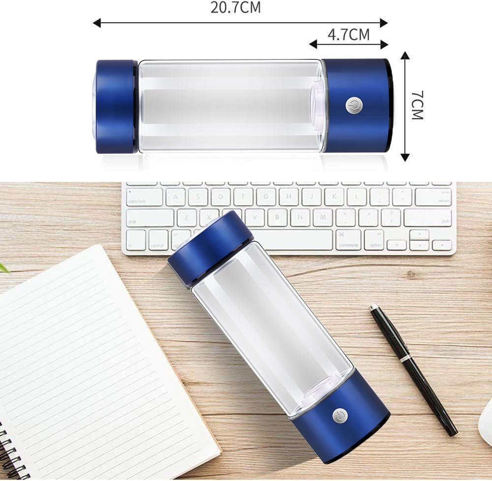 Esenlong Bottiglia Acqua All'idrogeno, Generatore di Acqua Idrogenata Ionizzatore, Portatile Tazza Ricca Idrogeno Bottiglia d'Acqua Ricca di idrogeno Creatore di ioni Filtro (Blu)