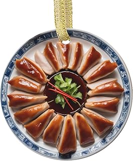 Custom Personalized Christmas Ornament Peking Duck Chinese Cuisine Novelty Foodie Cute Holiday Culinary Food Themed Xmas Ornaments Gifts (Flat Design - NOT 3D)