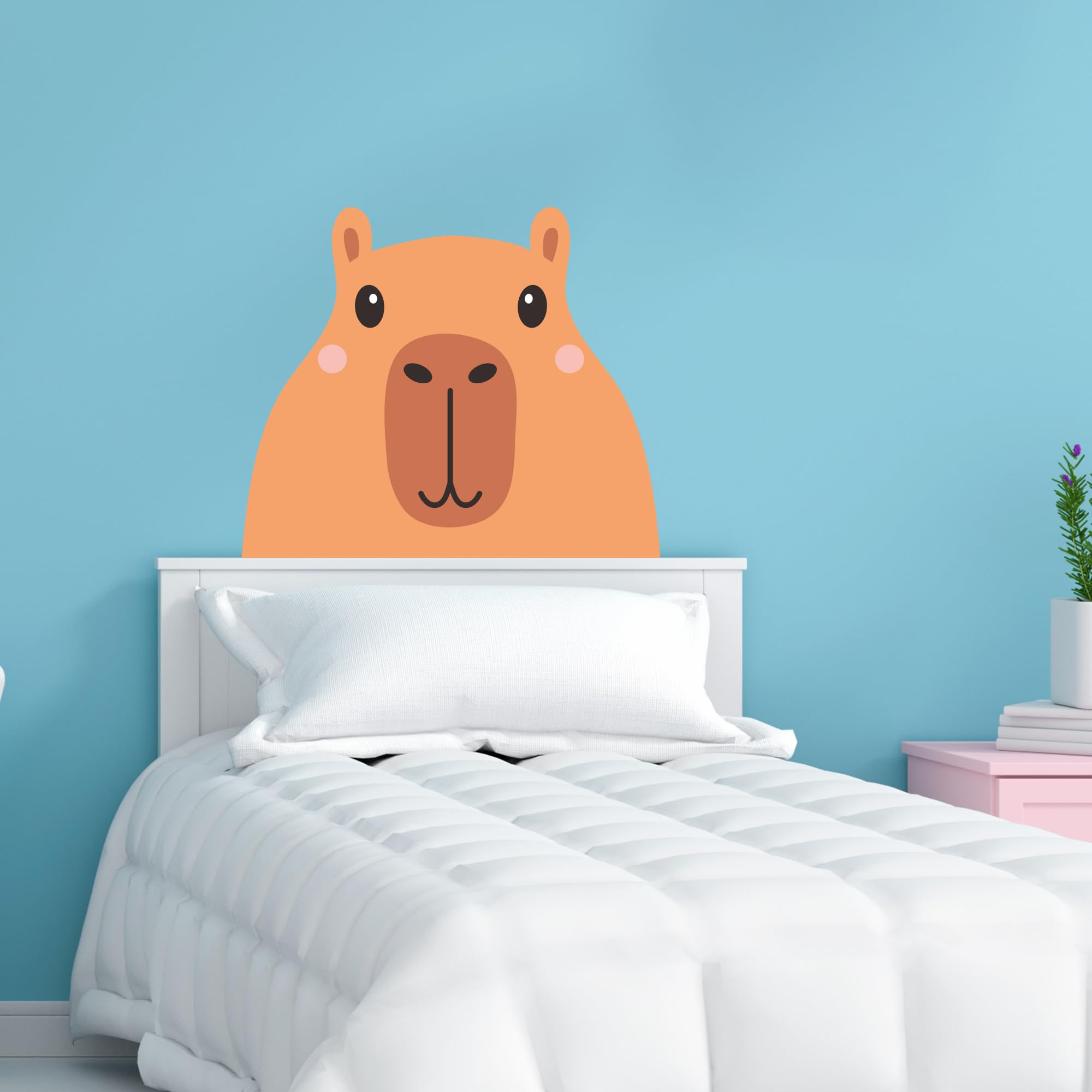Themed Multicoloured Capybara Wall Sticker - Capybara Peeking Head Decal Kids Bedroom Wall Art (60Cm Width X 50Cm Height)