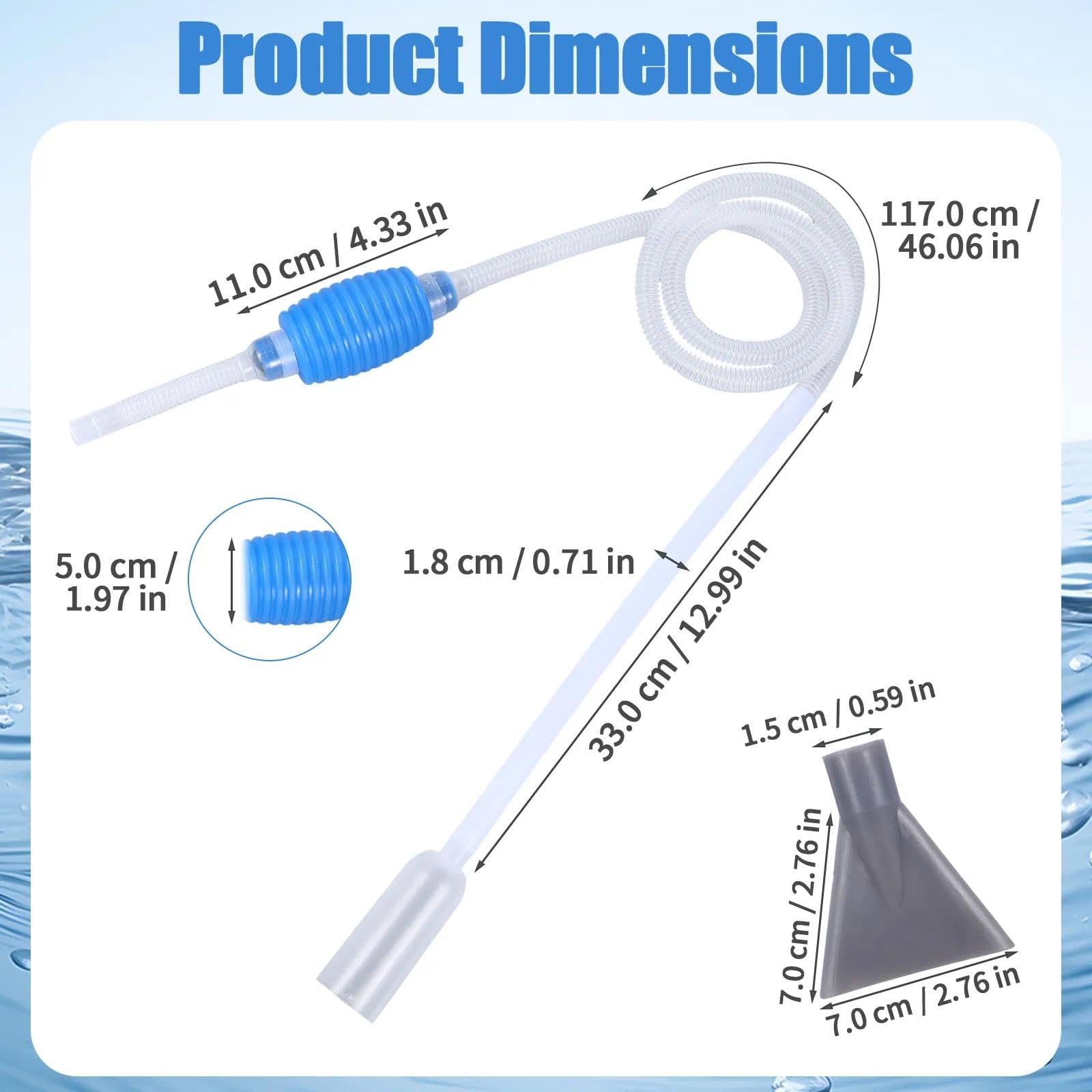 Jaarssho Fish Tank Cleaner with Scraper,Aquarium Cleaner,Fish Tank Cleaning Kit,A Hand Syphon Pump,Fishbowl Accessories,Siphon Pump Water Change,Daily Water Changing Filter,46.06 In Pipe - Image 2