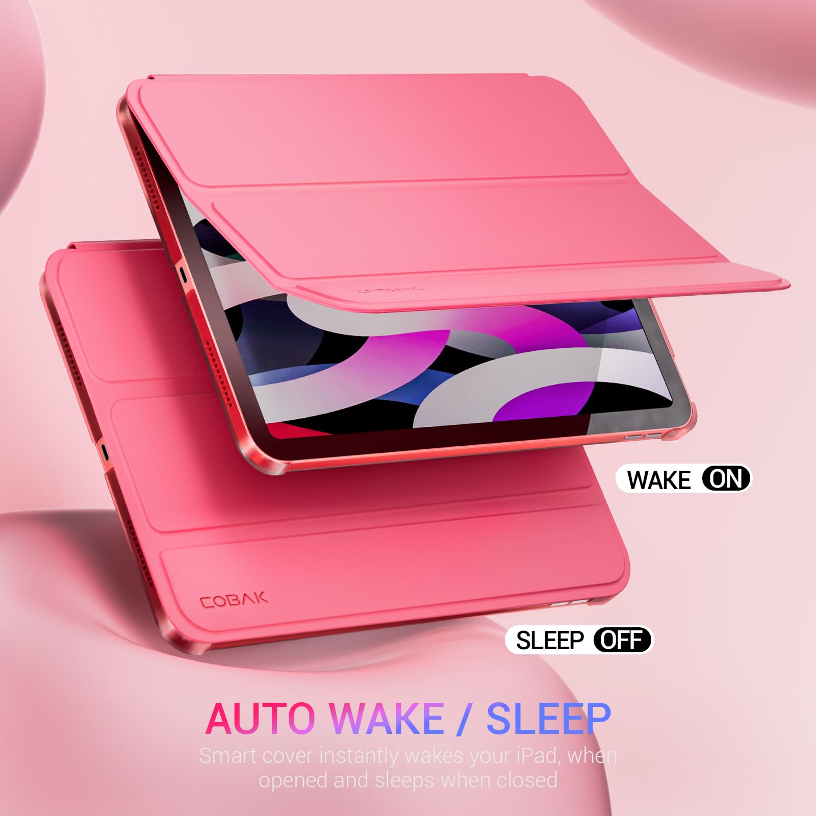 CoBak Funda para iPad A16 11.ª Gen 11" 2025 & iPad 10.ª Gen 10,9" 2022: Funda Fina con Parte Trasera rígida Transparente, Compatible con Touch ID, Fucsia — view 4