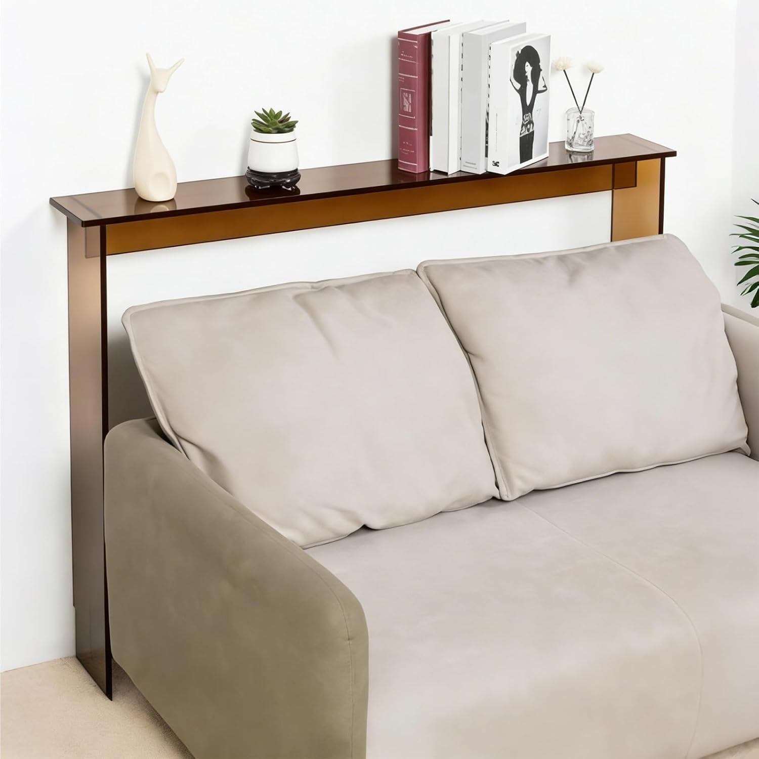 LZMZMQ Behind Couch Tables Skinny 120 cm Long, Commercial/Home Thin Table for Storage Display, Sofa Console for Hallway/Foyer/Bedroom/Study(Brown)