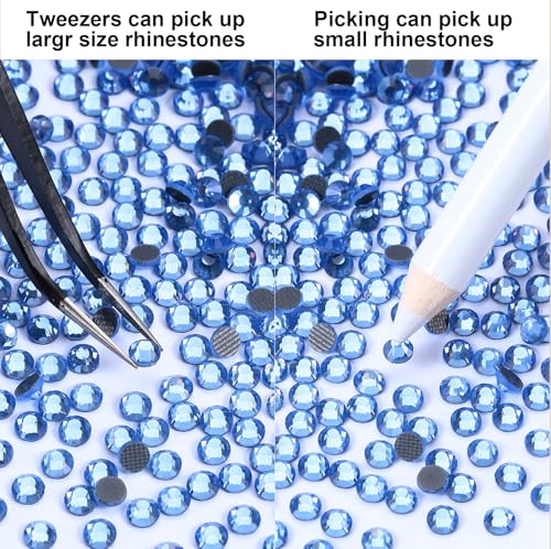 Image of Hotfix Rhinestones Bulk, 14400PCS Light Blue Hot Fix Rhinestones for Clothes DIY Decoration Crafts, Light Blue, SS20, 4.6-4.8mm