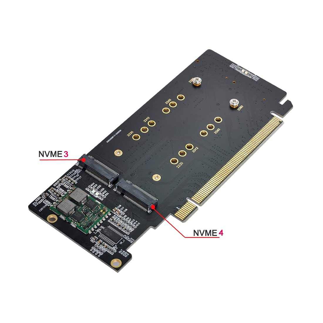 chenyang Adaptador M.2 a PCIe 3.0 X16, 4 puertos NVME/AHCI SSD a PCI Express adaptador de tarjeta de expansión con soporte de ranura de 12 cm