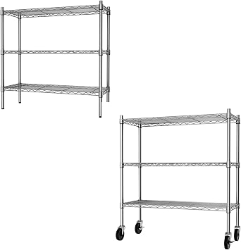 Auslar Bundle of 3-Shelf Storage Wire Shelves Chrome