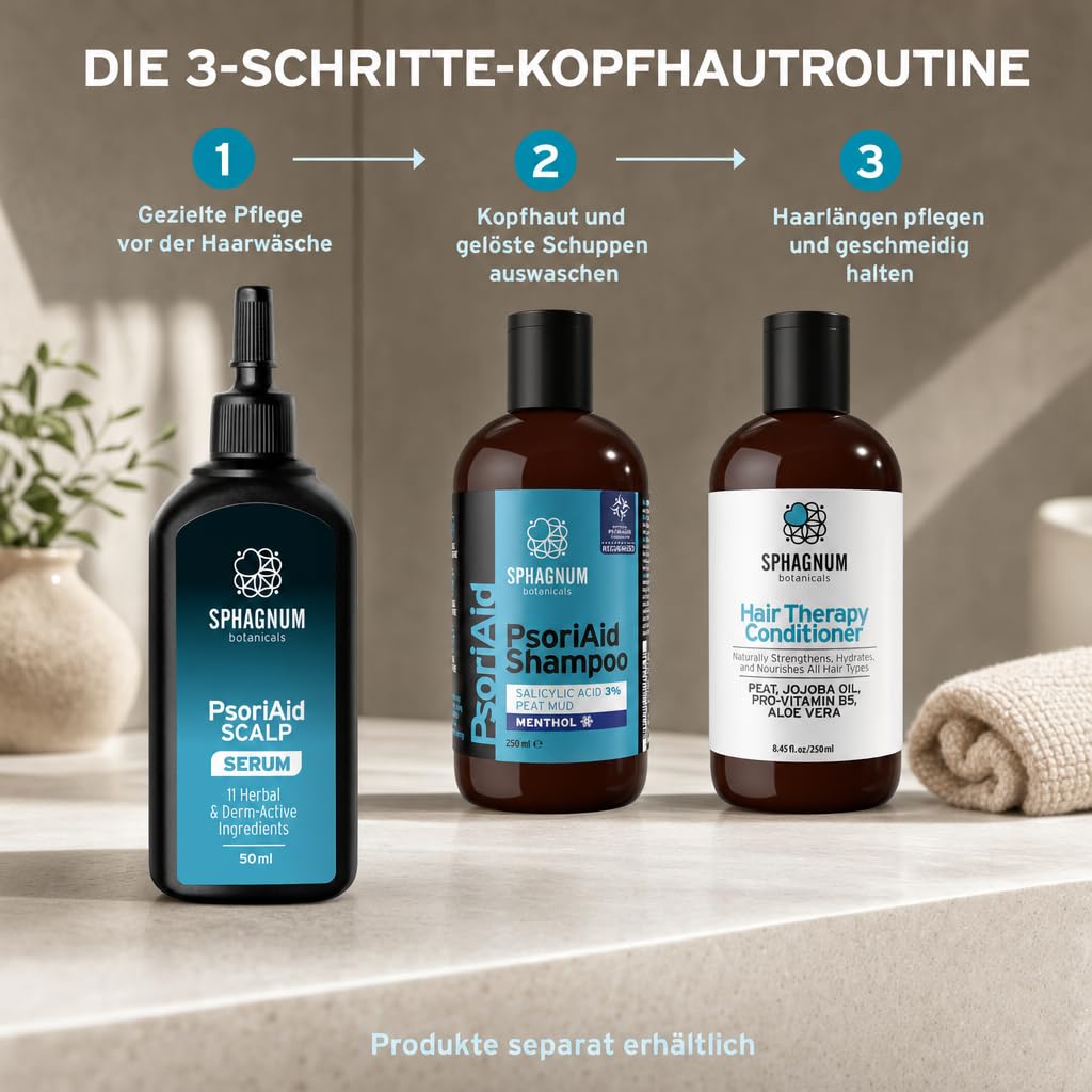 Sphagnum Botanicals Pre-Shampoo Serum for Psoriasis Scalp - 17 active ingredients with Salicylic Acid 2.5%. 50ml