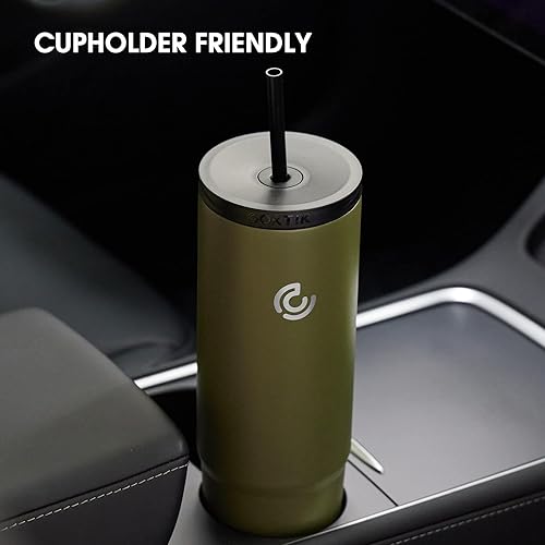 Miniatura 3 de COKTIK Vaso aislado al vacío de 40 onzas con pajilla, 3 tapas (con pajilla  abatible), vaso de viaje aislado al vacío de acero inoxidable (paquete