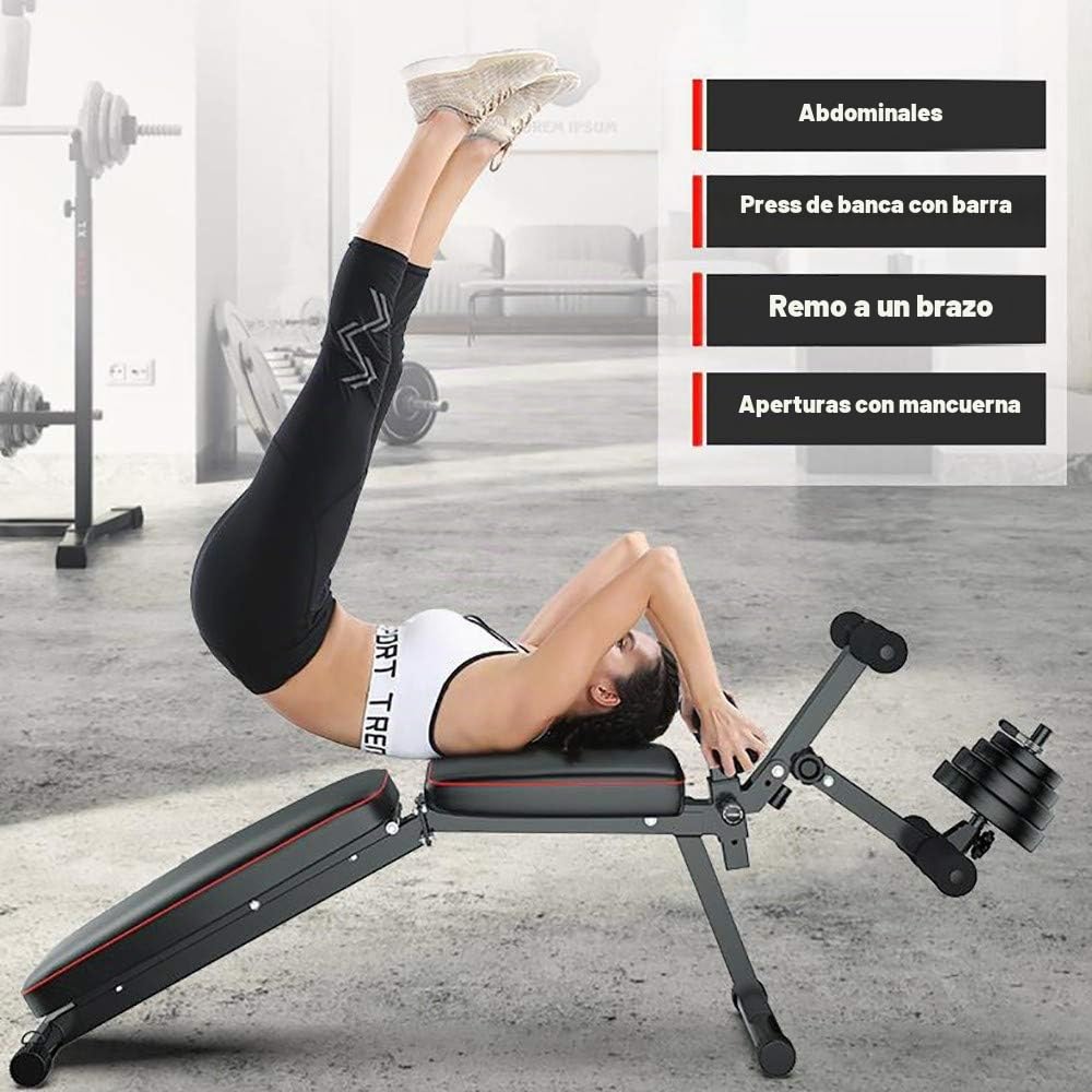 WOERD Banco Plegable Multiusos, Banco de Pesas Ajustable para Gimnasio en Casa, para Entrenamiento de Cuerpo Completo con Plegado Rápido