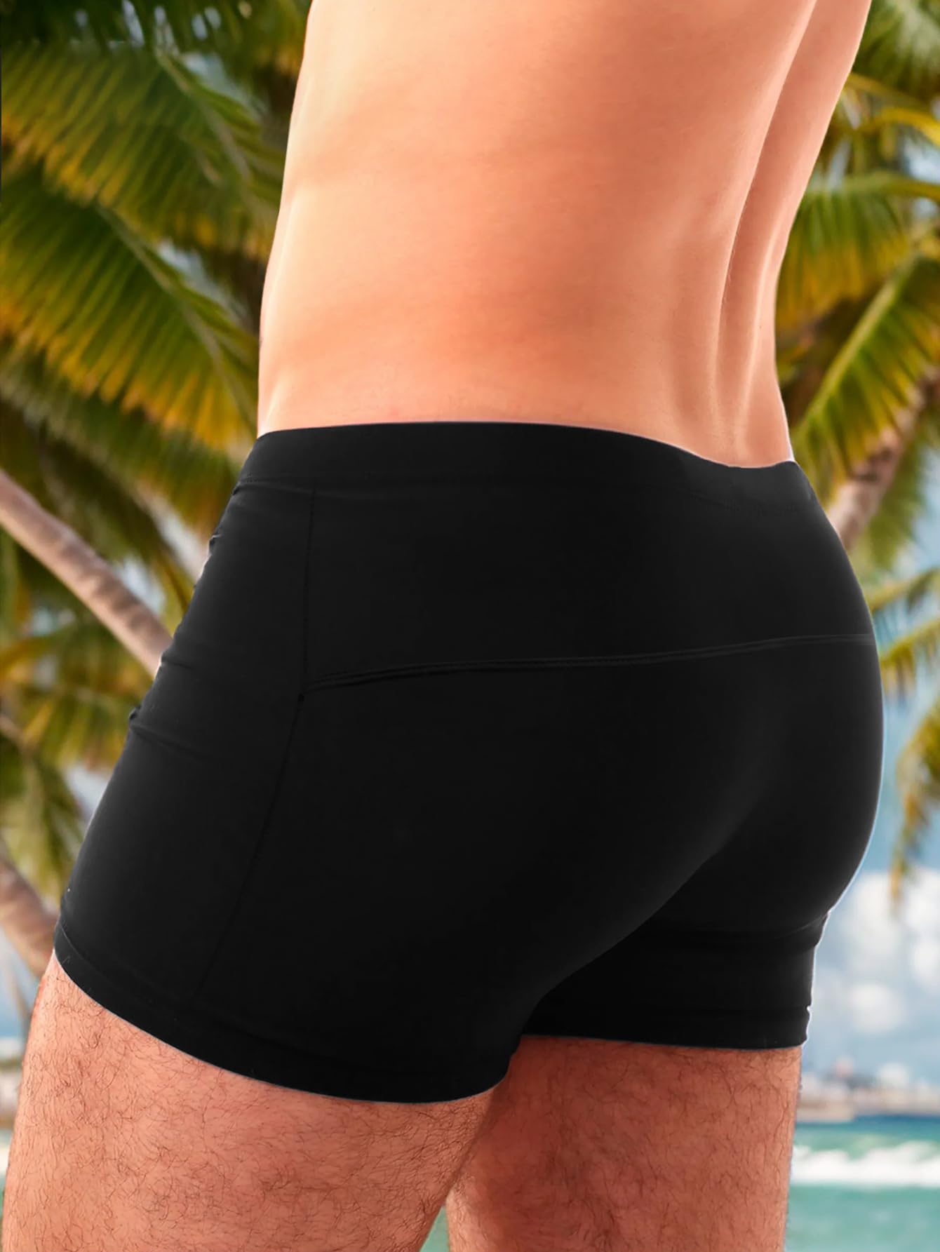 Sexy Code 1701 Men's Athletic Swim Jammers Square Leg Compression Swimsuit Quick Dry Training Swim Shorts with Drawstring