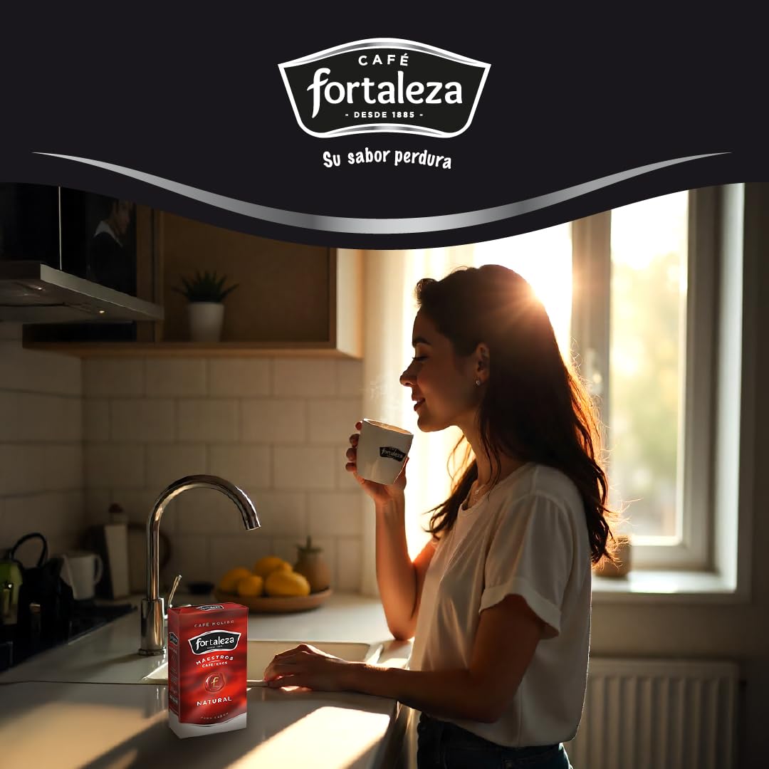 CAFÉ FORTALEZA Café Molido 100% Natural Pack 12x250g (3kg) – Compatible Con Melitta, Filtro, Émbolo e Italiana – Cafe Molido Suave Variedades Arábica y Robusta – Con Notas Herbales y Afrutadas