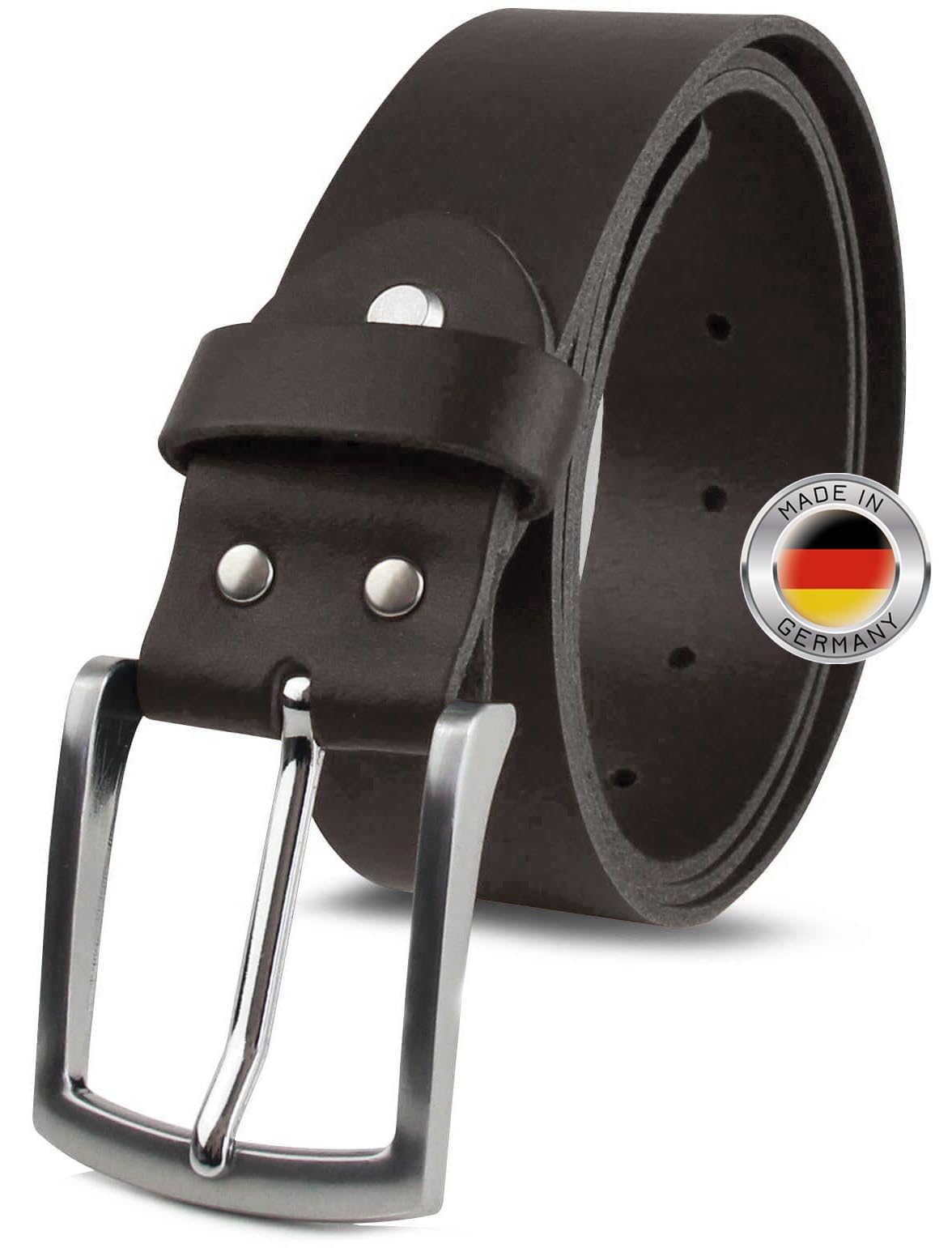 FOMAX Herren Ledergürtel aus Echtleder, Gürtel MADE IN GERMANY Handgemacht, Leder Vollledergürtel für Männer Jeans Anzug Business Elegant Casual, 38mm Breit Länge kürzbar, Schwarz