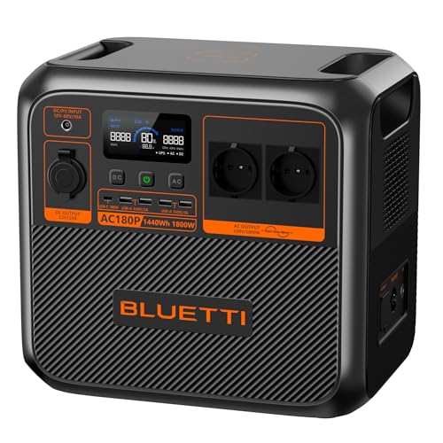 BLUETTI Estación de alimentación portátil AC180P, capacidad de 1800 Wh, 2000 W (pico de 4800 W),...