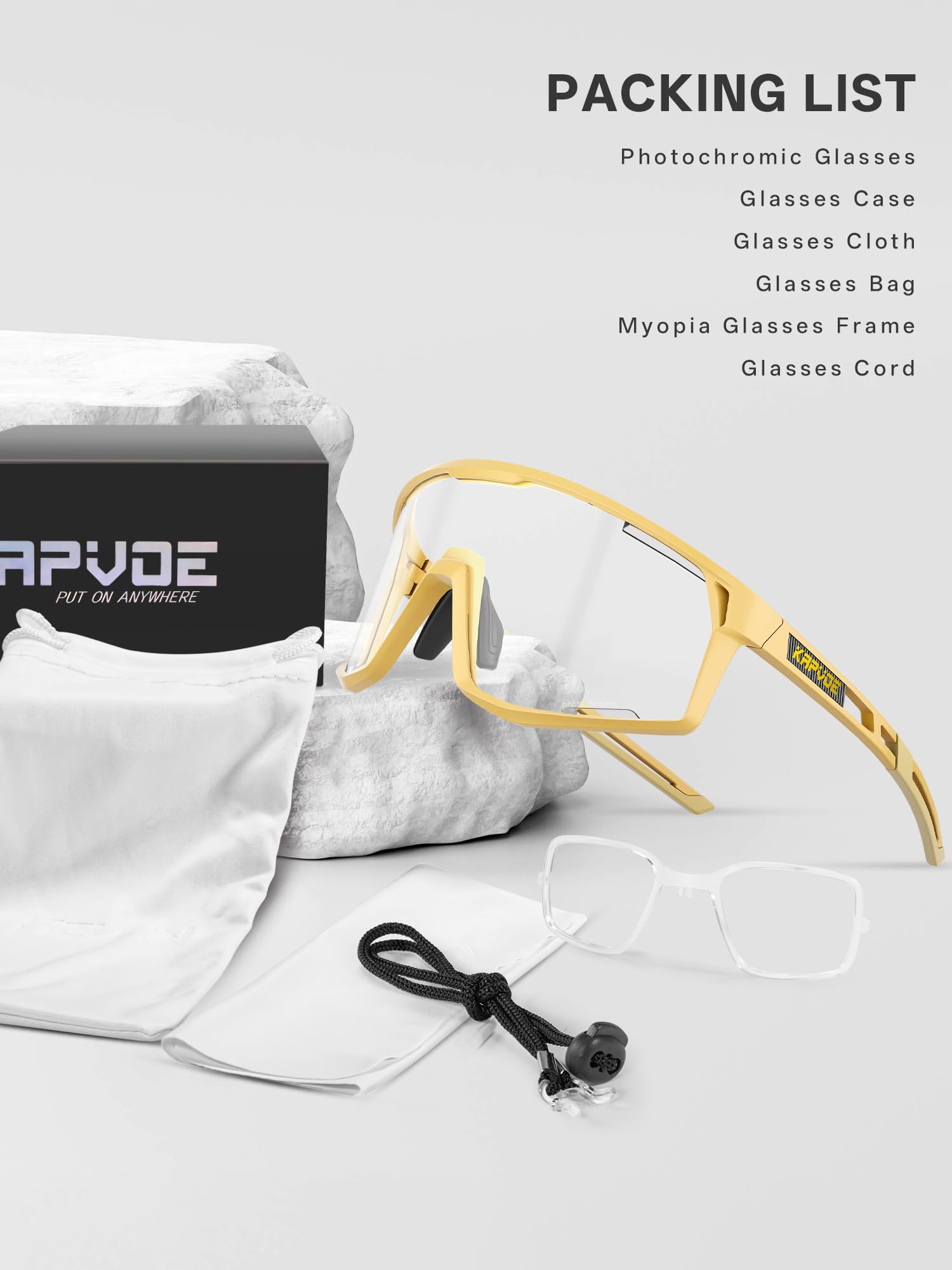 KAPVOE Fotochromowe okulary rowerowe dla mężczyzn do roweru górskiego okulary przeciwsłoneczne damskie przezroczyste MTB sportowe gogle rowerowe triathlon bieganie