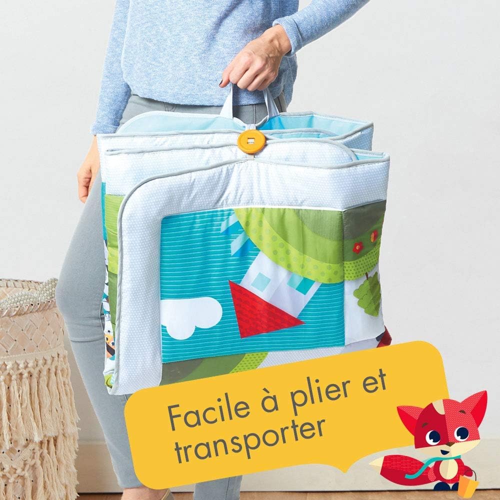 Tiny Love Super Mat, Tapis d'Éveil Bébé XL (150 x 100 cm), 0+ Mois, 9 Activités, Tapis Sensoriel Bébé Doux, Miroir (en Position sur le Ventre), Act. Cache-cache, Anneau de Dentition, Meadow Days