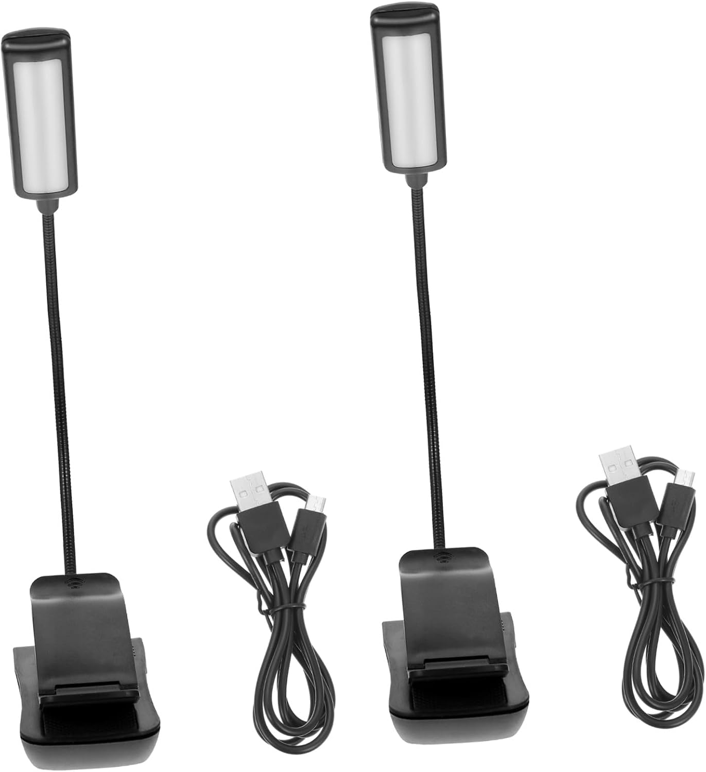 2Sets Rechargeable LED Reading Book Lights with Brightness Portable Music Score Clip Lamps for Eye Protection and Uniform Illumination USB Charging for Bedside and Workspace Use