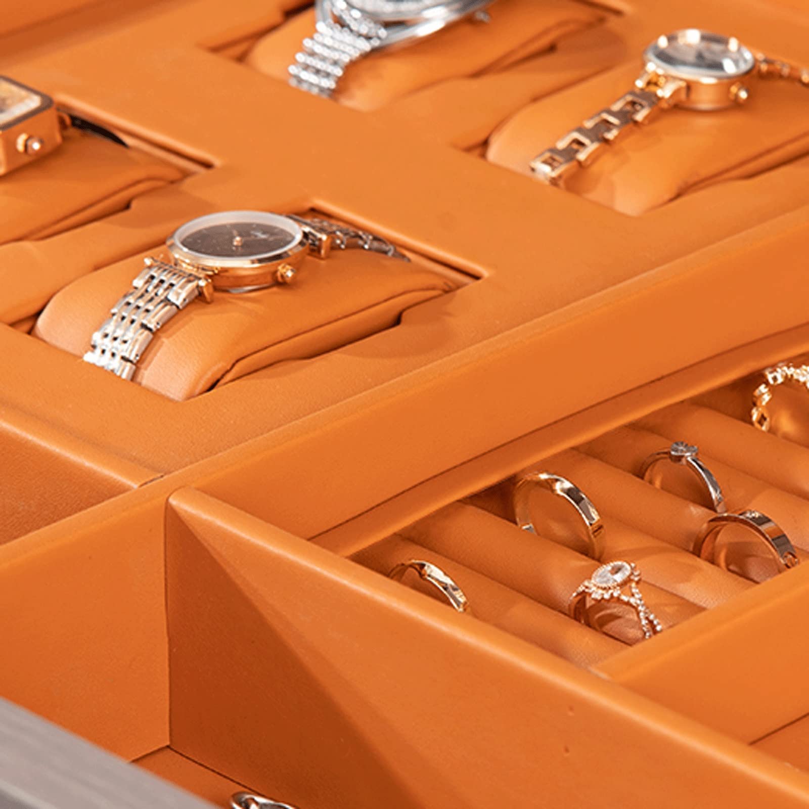 Caja Joyero Joyería Almacenamiento Organizador Bandeja, Bandejas de joyería de cuero de lujo Organizador, Bandejas de almacenamiento de joyas, Pendiente Collar Pulsera Anillo Organizador Jewelry Organ