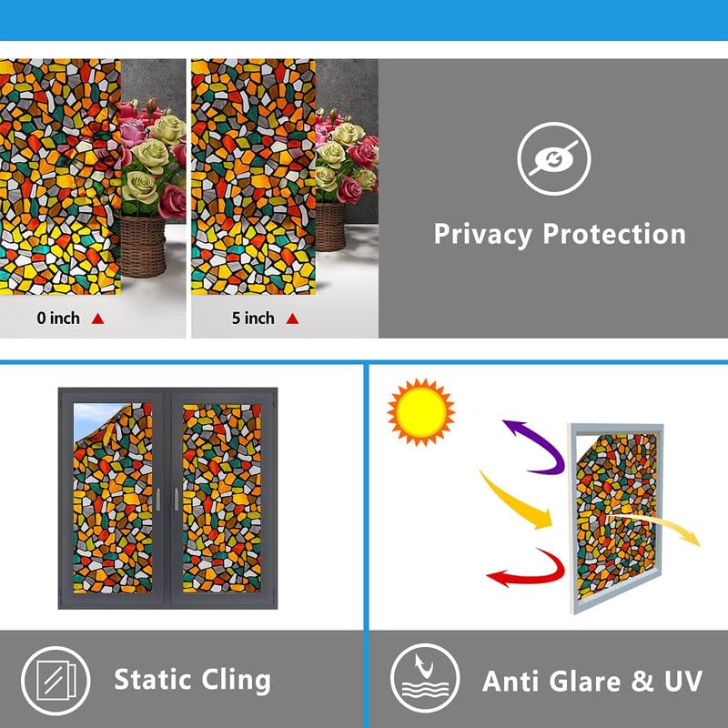 Image of Printed GlassFilm Window Film Window Sticker Glass stickerFor Privacy, Sun Control, Decor for Home, Office & Bathroom (24 Inch X 84 Inch)