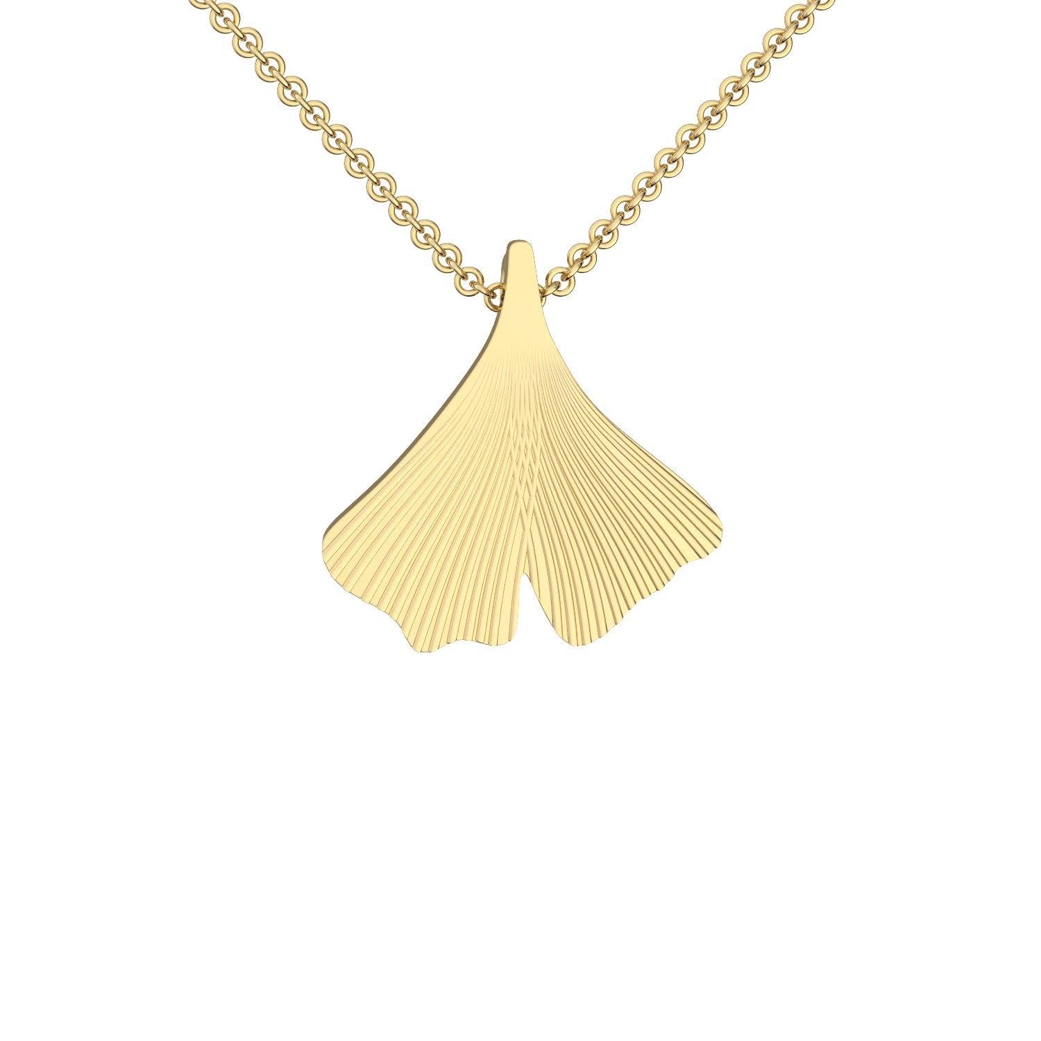 Amoonìc Ginkgoblatt Anhänger mit Halskette in Gold hochwertig vergoldet | inkl. Luxus-Etui Kettenanhänger Damen Gingko Anhänger Ginko Blatt glänzend Kette Gelbgold