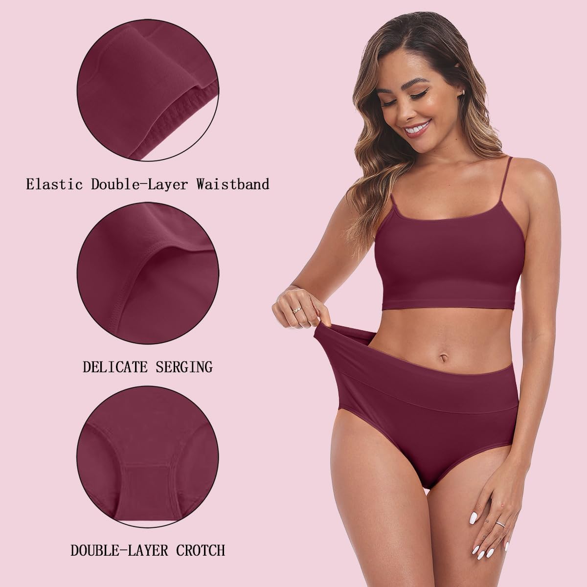 IWOLLENCE Womens Cotton Postpartum Underwear High Waisted Full Coverage Panties Plus Size & Regular - Image 3