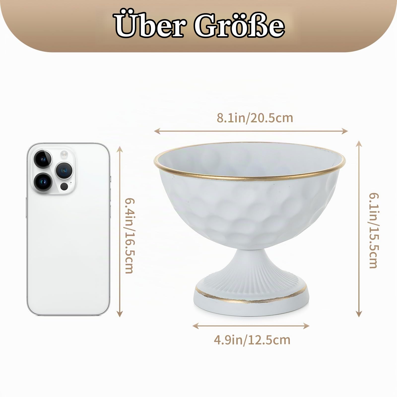 Sziqiqi Vase Weiß Kleine für Hochzeit: 15.5 cm Hoch Metall Urne Vasen Set of 10 - Blumentopf Weiss für Tischdeko - Vintage Blumenvase für Party Taufe Valentinstag