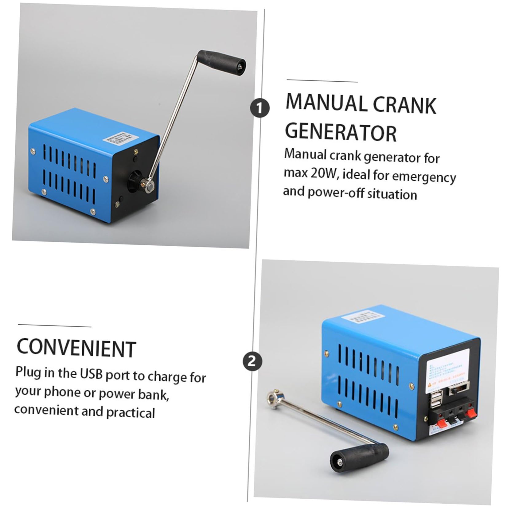 VICASKY Generatore Portatile a Maniglia ad Alta Potenza Leggero e Compatto con Doppia Porta USB per Emergenze Campeggio e Attività all Aperto
