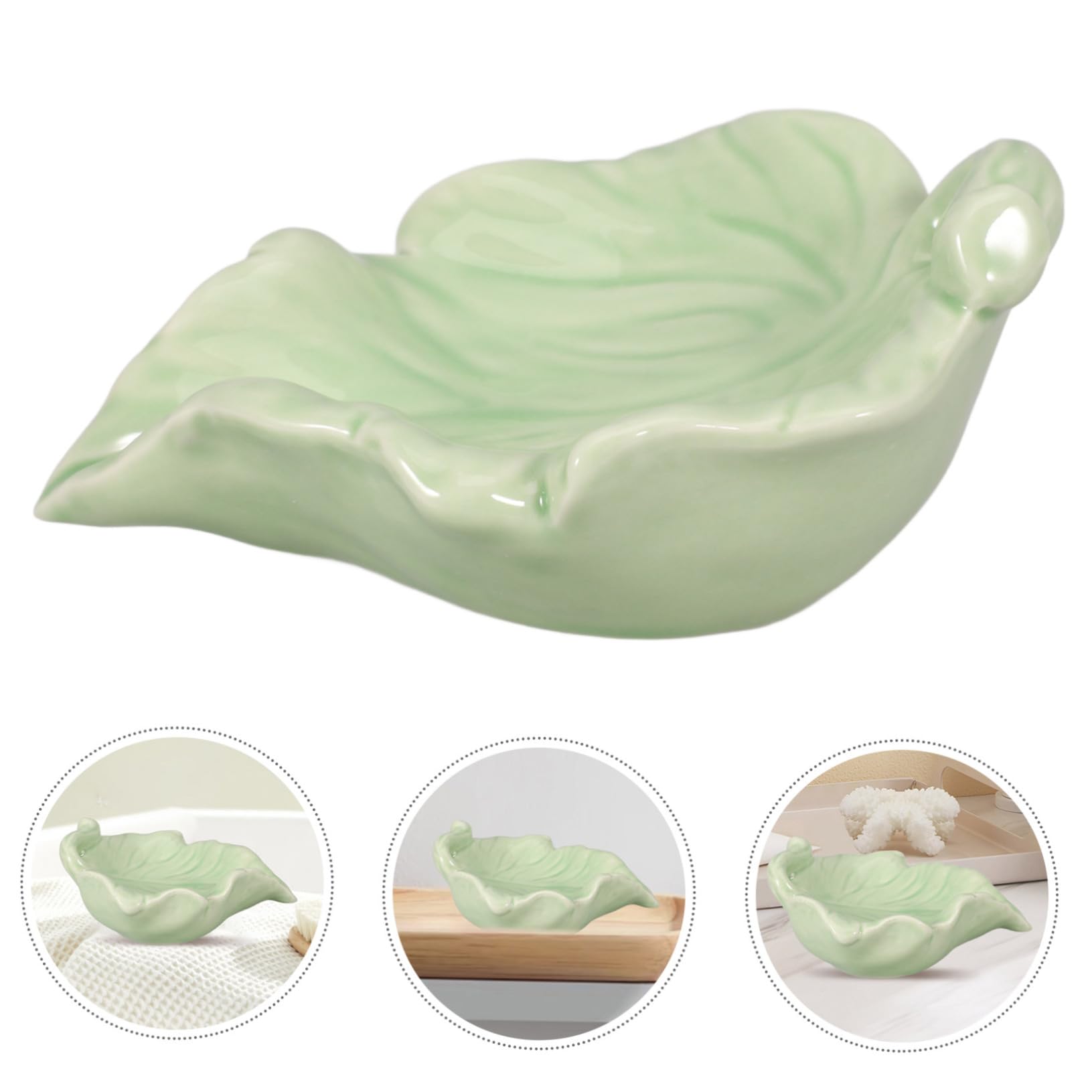 PRETYZOOM 3stücke Ceramic Self-draining Soap Dish Leaf Shape Praktischer Seifenhalter Mit Abflussdesign Für Bad Küche Und Hotel Stilvolle Seifenschale Keramik Für Bar Seife Und Kleine