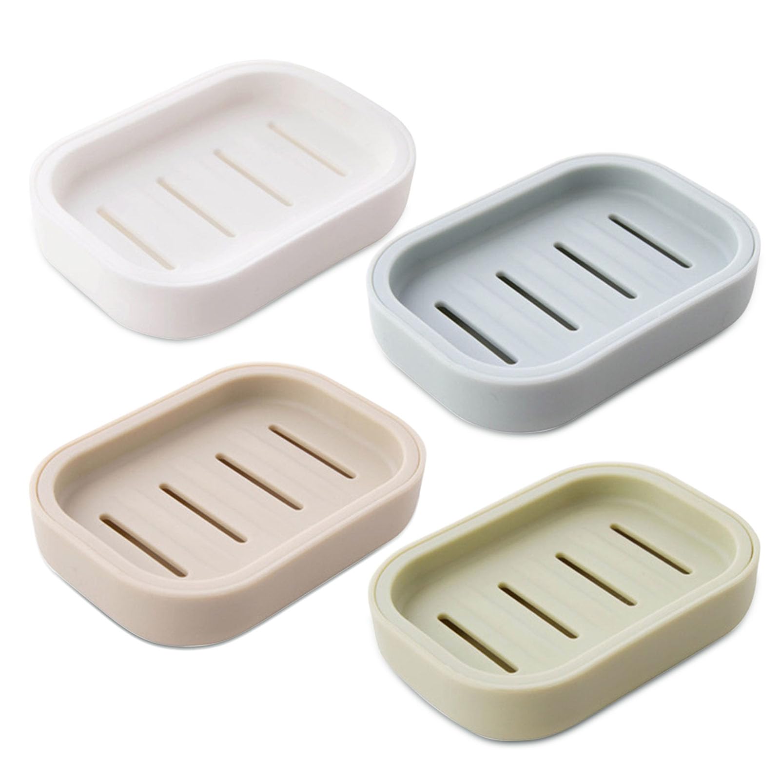 4 Pcs Soap Dish, Plastic Soap Dish with Drainage, Soap Dishes Holder