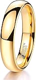 TRUMIUM 2mm 4mm 6mm 8mm Tungsten Wedding Band Ring for Men Women Silver/Rose Gold Plated/Rainbow/Gold Plated Domed High Polish Engagement Promise Rings Comfort Fit 4-15 4mm 24k gold plated...