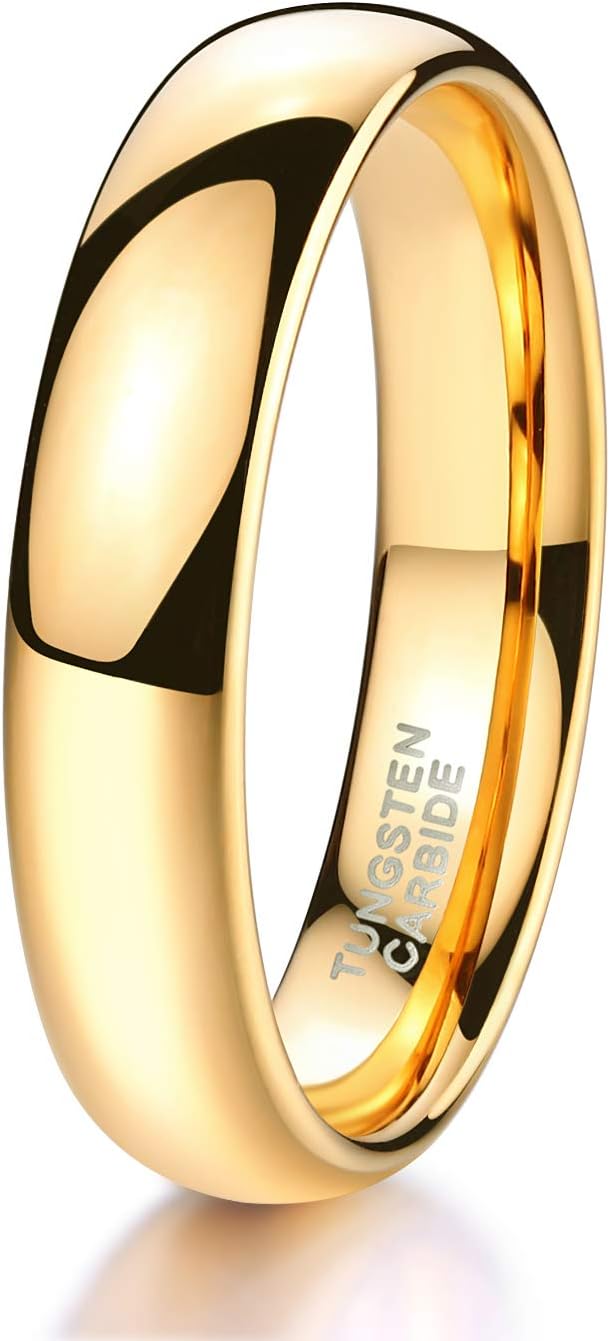 2mm 4mm 6mm 8mm Tungsten Wedding Band Ring for Men Women Silver/Rose Gold Plated/Rainbow/Gold Plated Domed High Polish Engagement Promise Rings Comfort Fit 4-15