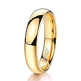 TRUMIUM 2mm 4mm 6mm 8mm Tungsten Wedding Band Ring for Men Women Silver/Rose Gold Plated/Rainbow/Gold Plated Domed High Polish Engagement Promise Rings Comfort Fit 4-15 4mm 24k gold plated...