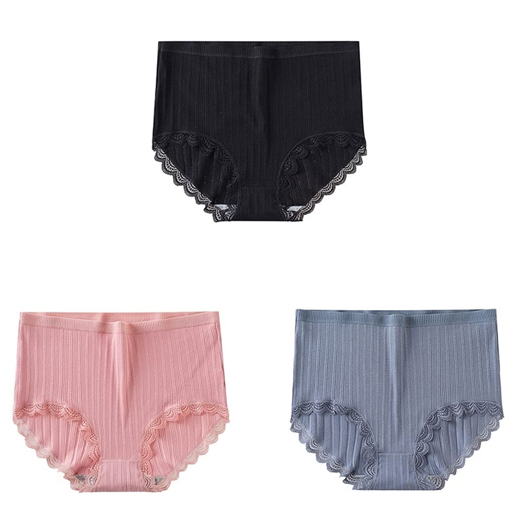 3 Pcs Womens Underpants Soft Cotton Panties Girls High Waist Briefs Striped Panty Female Underwear M-XXL E X-Lcode