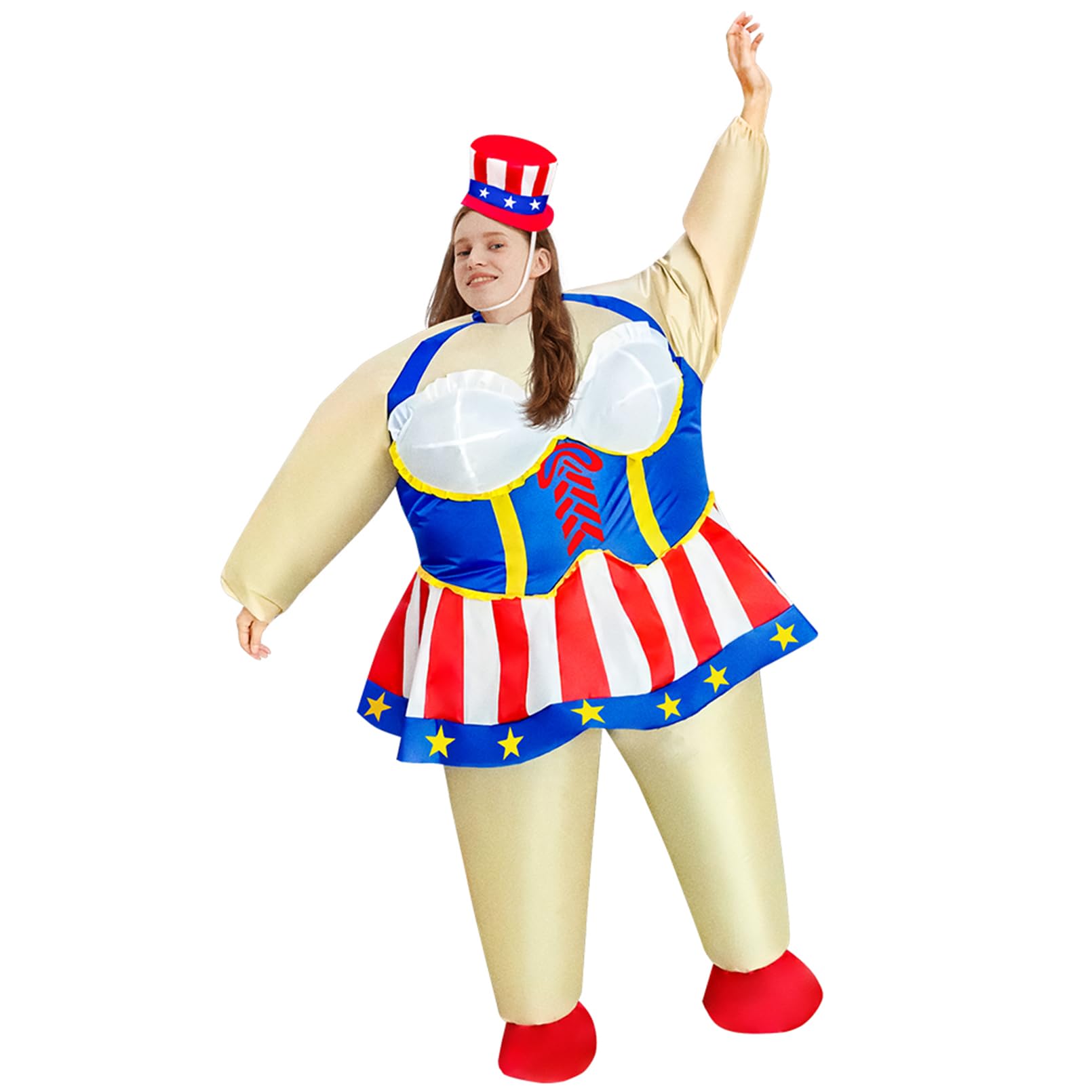 Photo 1 of AOGOYO Inflatable Independence Day Costume 4th of July Uncle Sam Costume American Flag Suit Patriotic Carnival Parade Halloween Suit