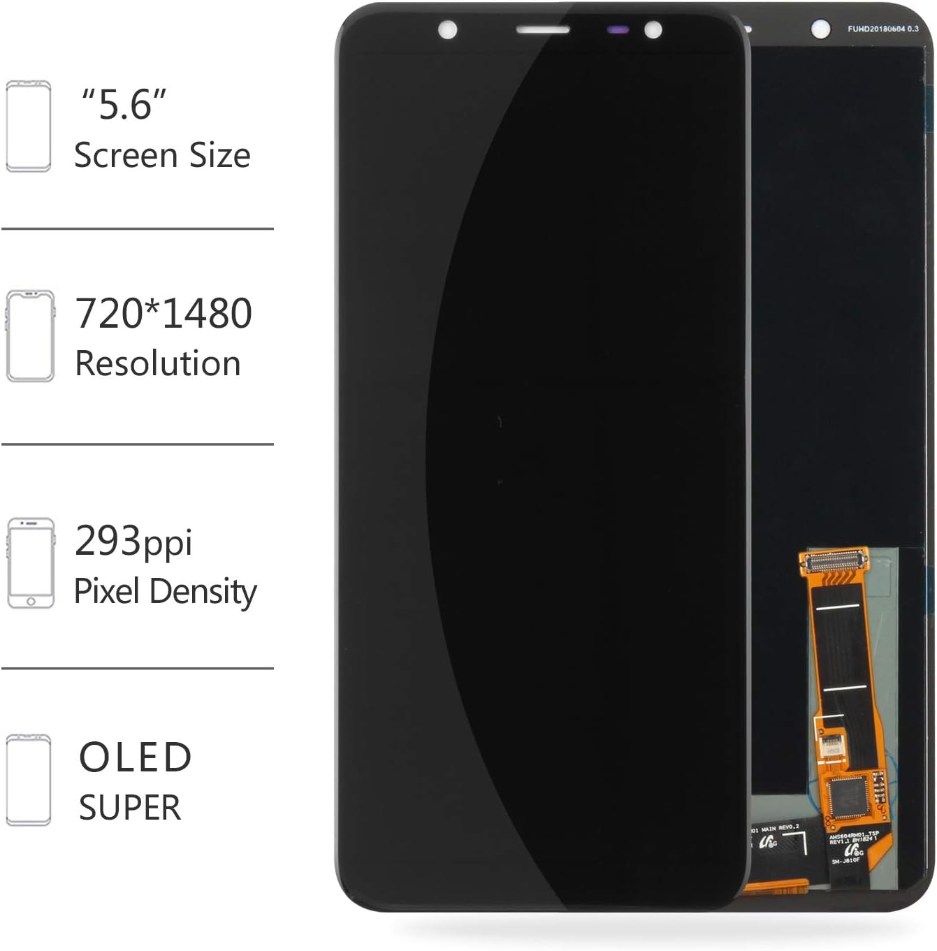 AMOLED for Samsung Galaxy J6 2018 J600 Screen Replacement J600L J600N J600G/DS J600F LCD Display Parts Assembly Touch Sensor Digitizer Glass Lens Kit (AMOLED Black)
