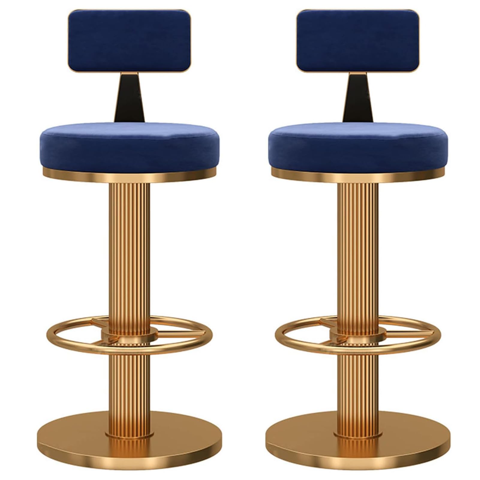 Lot de 2 tabourets de bar pivotants en velours réglables avec pieds épais, base ronde, capacité de 250 kg, sièges élégants pour cuisine ou bar à la maison