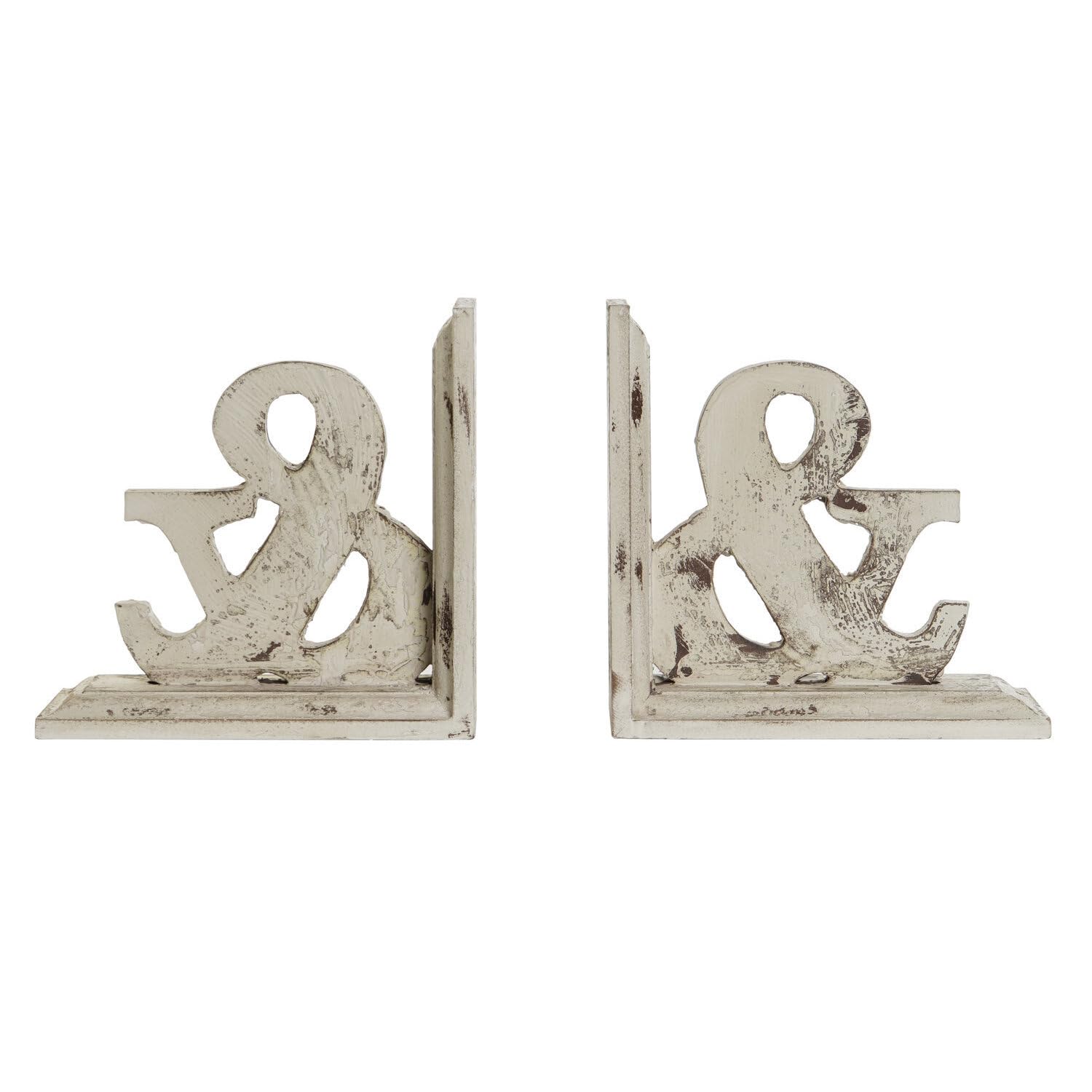 Serre-livres en bois blanc patiné pour déco salon de style campagne