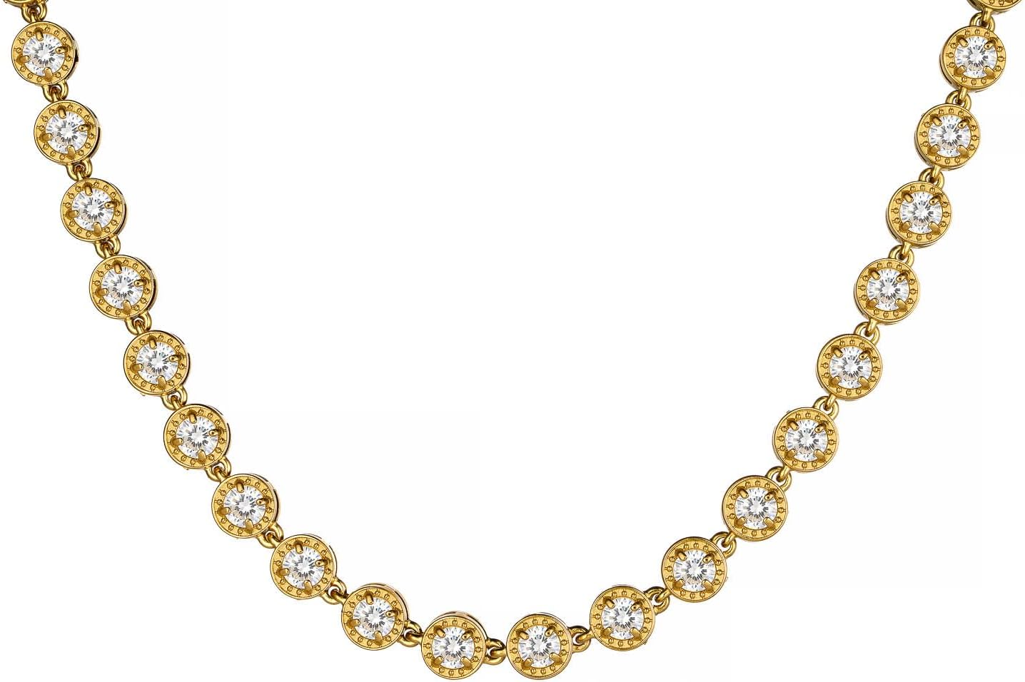 Charisma Jewellery Gold CZ Tennis Choker Necklace for Women | Full Bezel-Set Cubic Zirconia | Tarnish-Resistant Gold Plated Stainless Steel | Adjustable Layering Necklace | Bridal & Everyday Jewelry Gift