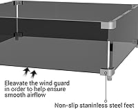 Vista 3 de Protector de viento cuadrado para hoguera de 19 x 19 x 6 pulgadas, protector contra viento para mesa de hoguera de 28 a 32 pulgadas, vidrio templado
