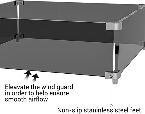 Miniatura 3 de Emardom Protector de viento cuadrado para hoguera de 19 x 19 x 6 pulgadas, protector contra viento para mesa de hoguera de 28 a 32 pulgadas, vidrio