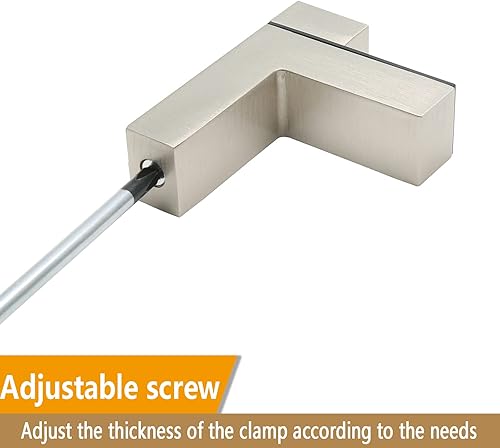 Miniatura 3 de Augiimor 2 soportes ajustables de vidrio y madera, soporte de estante de montaje en pared de níquel cepillado, para estantes de 0.118-1.102 in de