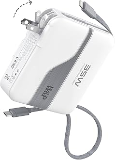 W&P Portable Charger Power Bank with Built in Cables & AC Wall Plug,35W Fast Charging,20000mAh External Battery Pack for iPhone 16/15/14/13/12 Pro, iPad, MacBook Air, Samsung (Travel Essential)