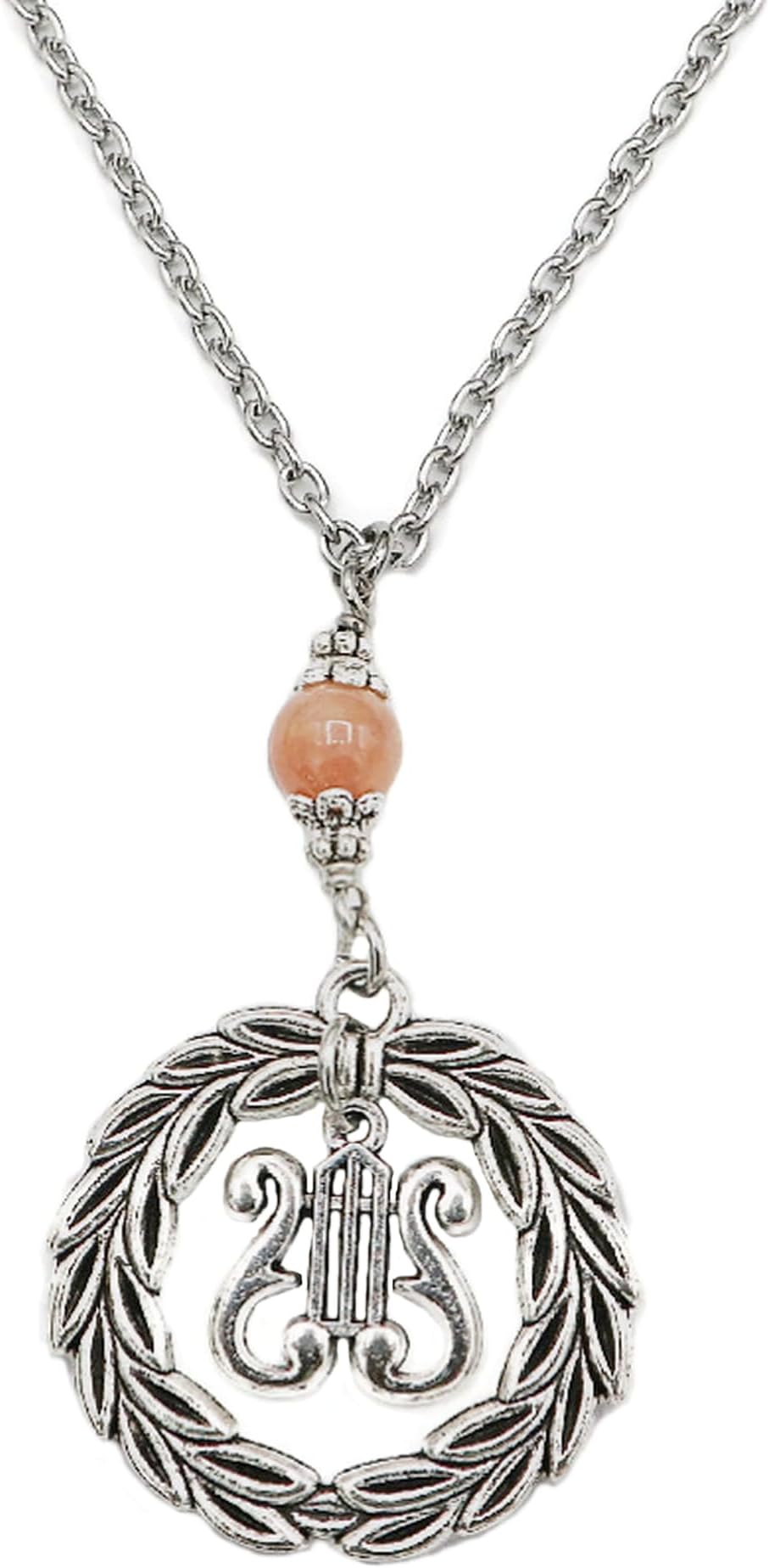 Apollo Necklace - Big Laurel Wreath Pendant - Greek Mythology Jewelry - Apollon, Hellenic Gift (20, With Bead)
