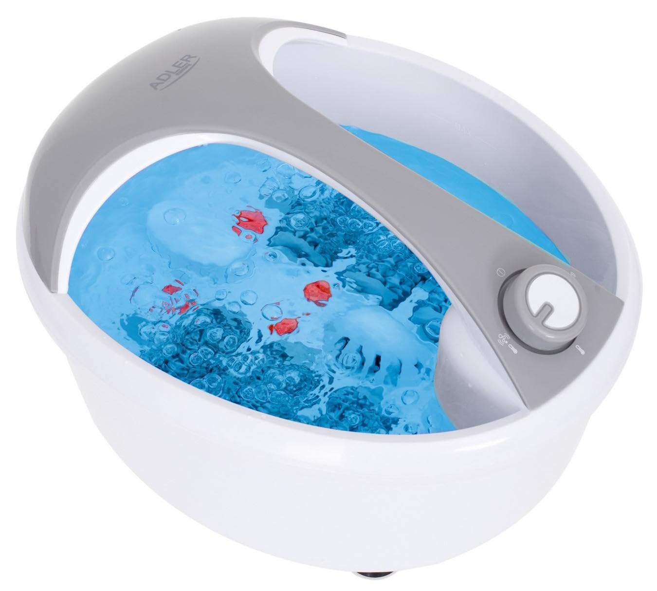 Adler AD 2177 - Massaggiatore per piedi, 450 W, con funzione riscaldante, vasca da bagno con massaggio vibrante, massaggiatore per piedi, poggiapiedi con rotelle massaggianti