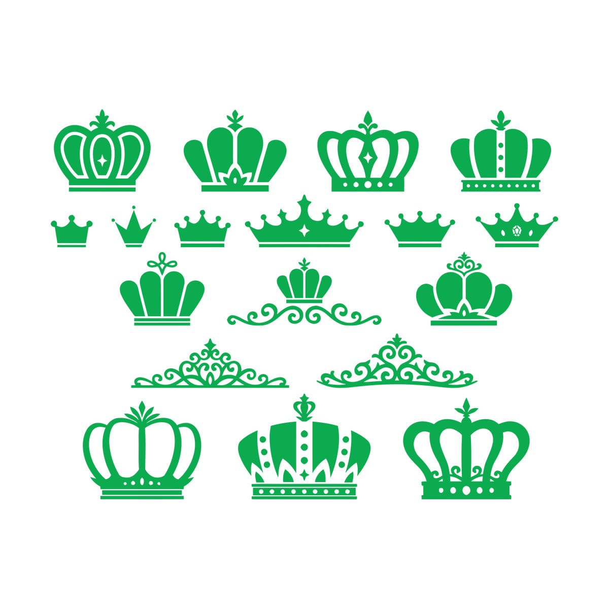 Vinyl Art Sticker Crowns Collection King Queen Sign Kingdom 36x46.5cm Art Mural Painting Small Green — image 1