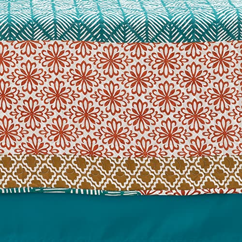 Lush Decor Bohemian Stripe Quilted Cotton 6 Piece Cover Set, Daybed, Turquoise & Orange #TOP1
