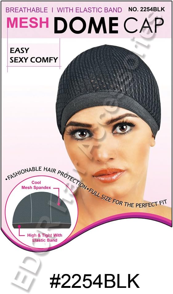 Mesh Dome Cap Breathable With Elastic Band No 2254BLK