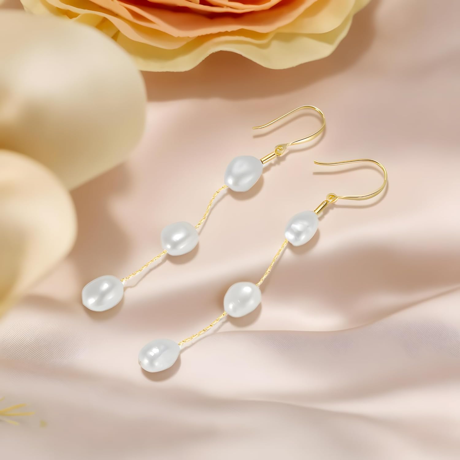 Pearl Earrings For Women, 925 Sterling Silver Freshwater And Baroque Pearls Dangle Drop Earrings 14K Gold Plated Hypoallergenic Dainty Jewelry Gifts For Women - Image 5
