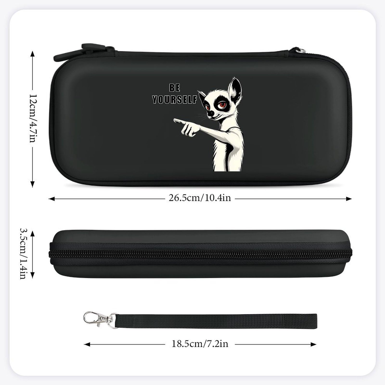 Lemur Be Yourself Compatible with Switch Carrying Case Hard Travel Game Bag Pouch with 15 Games Accessories Black-style