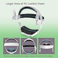 Vista 4 de AMHOGER Head Strap Compatible with Oculus Quest 2, Enhanced Support, Adjustable and Lightweight, Soft Foam and Skin-Friendly PU, Elite VR Strap