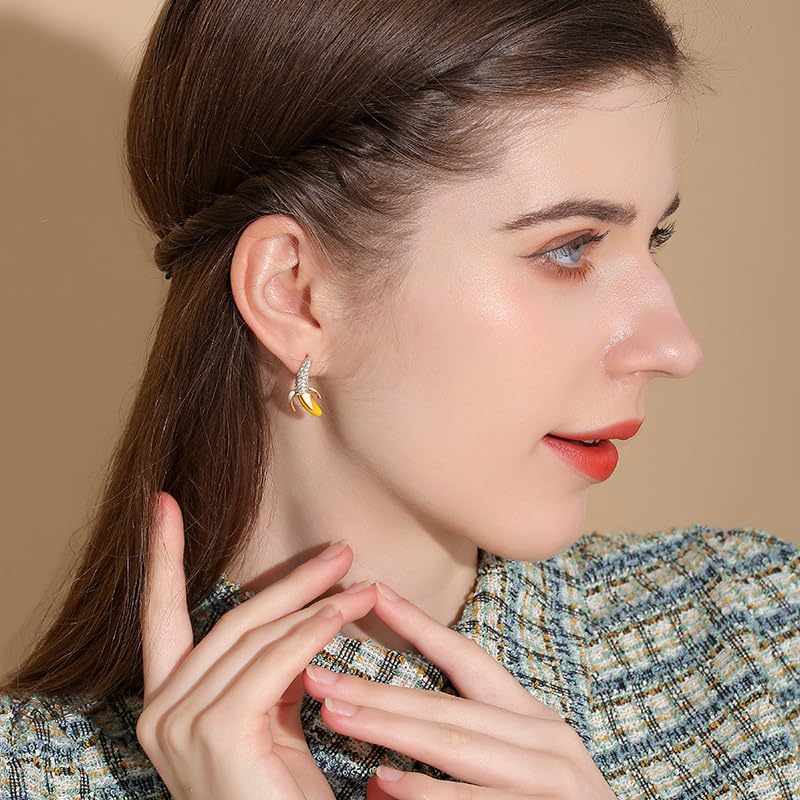 Yellow Summer Fruit Banana Earrings Small Cute Rhinestone Stud Earrings for Women4